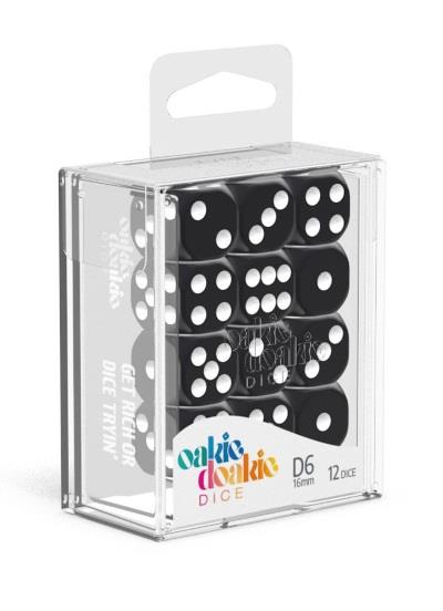Oakie Doakie Dice W6 Würfel 16 mm Solid - Schwarz (12)