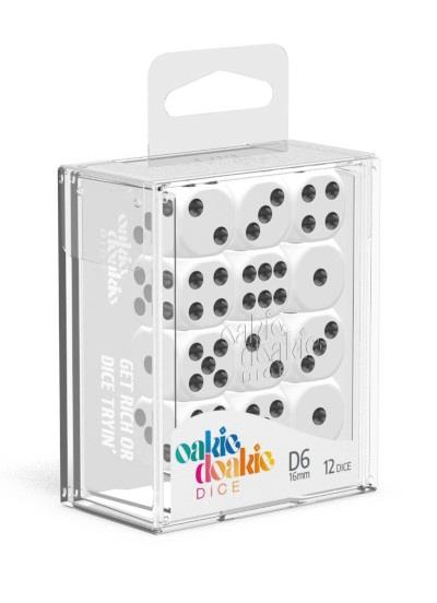 Oakie Doakie Dice W6 Würfel 16 mm Solid - Weiß (12)