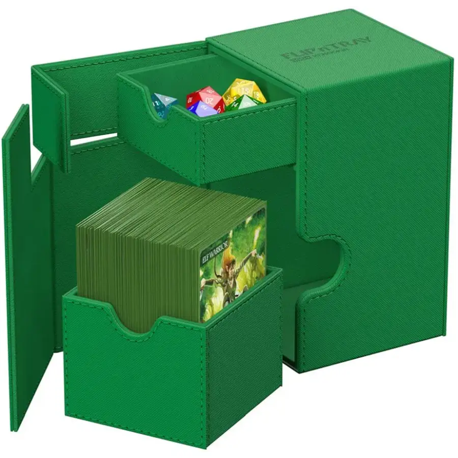 Ultimate Guard Flip'n'Tray Xenoskin Deck Case 100+ Green: Magic: The Gathering Deck Boxen
