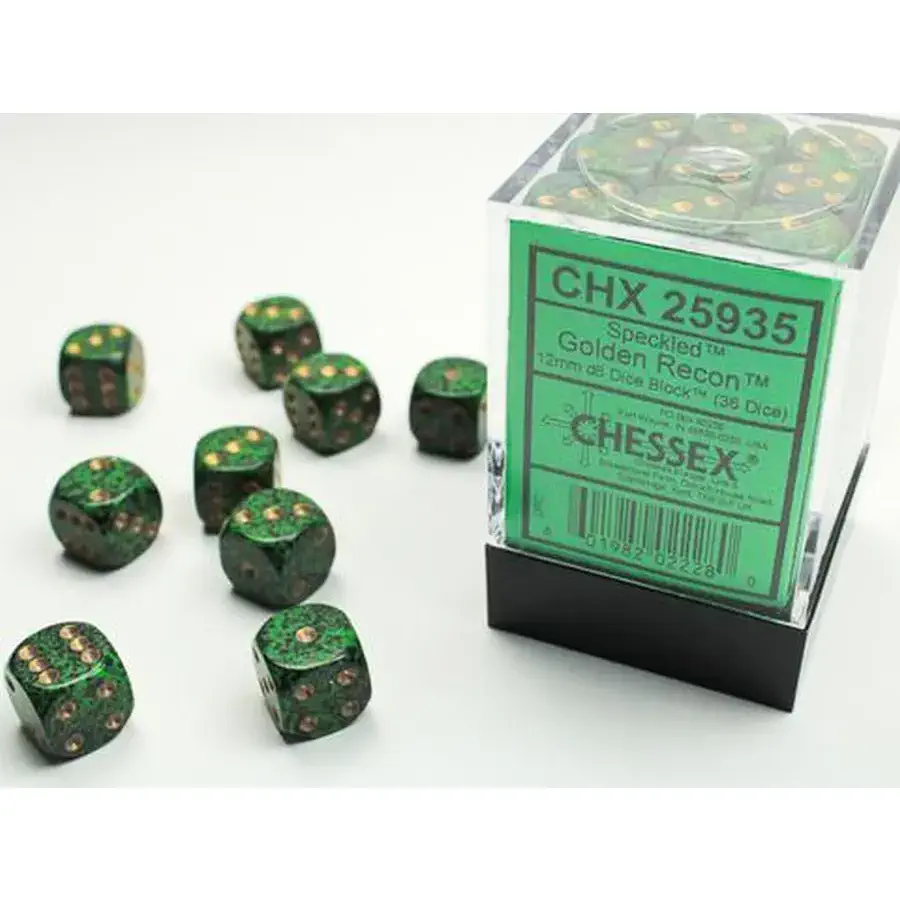 Chessex Speckled 12mm D6 Dice Blocks - Golden Recon (36)