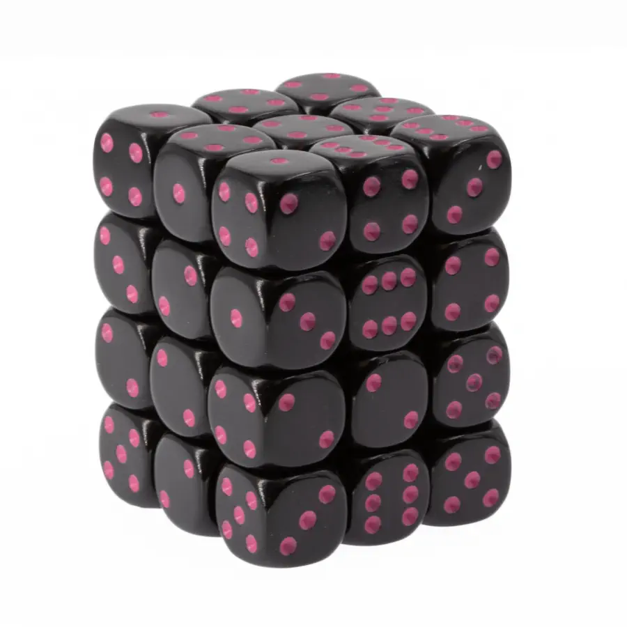 Chessex Opaque 12mm d6 Black/Pink (36)