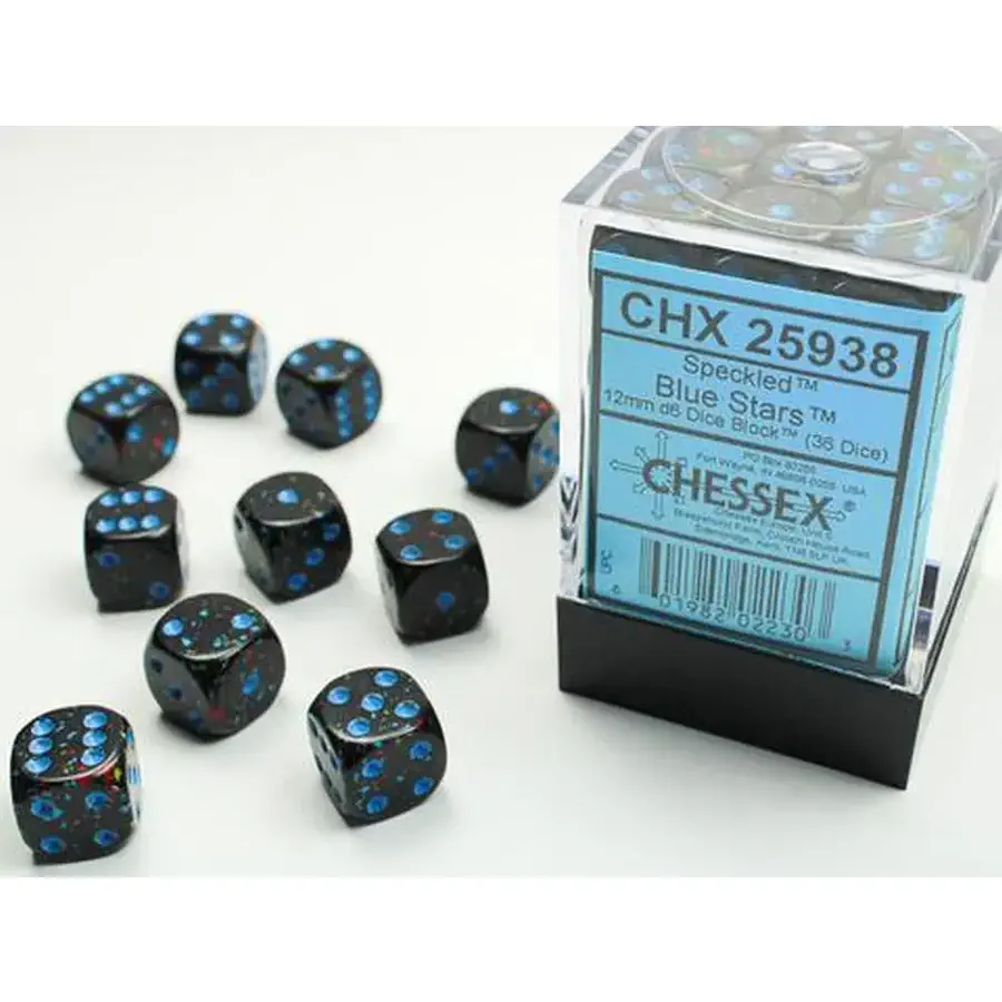 Chessex Speckled 12mm D6 Dice Blocks - Blue Stars (36)