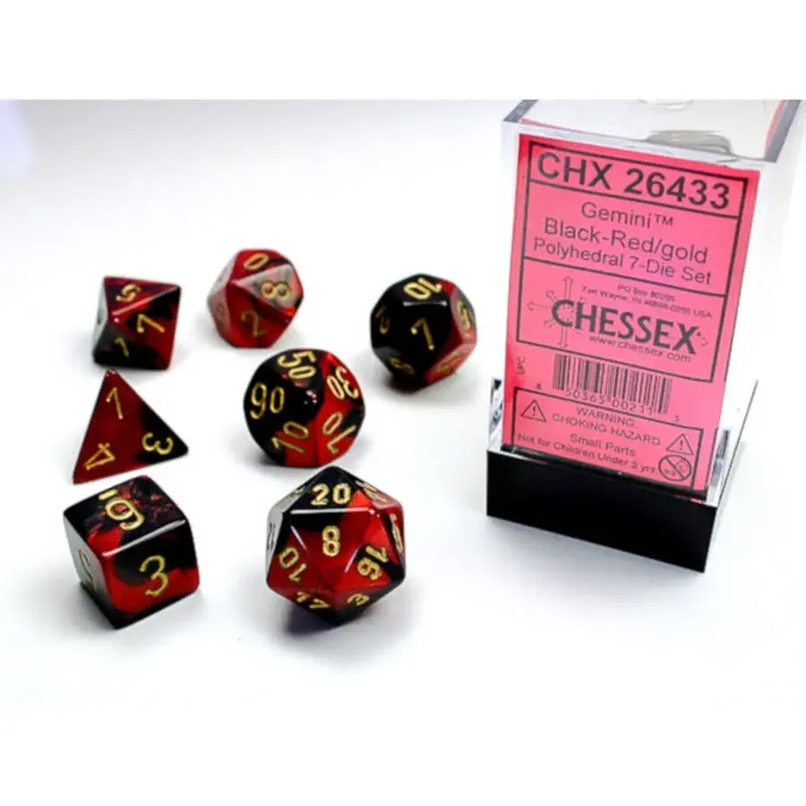 Chessex Gemini Black-Red/Gold - Polyhedral 7 Die Set