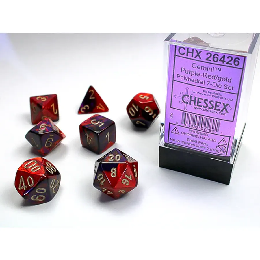 Chessex Gemini Purple-Red/Gold - Polyhedral 7 Die Set