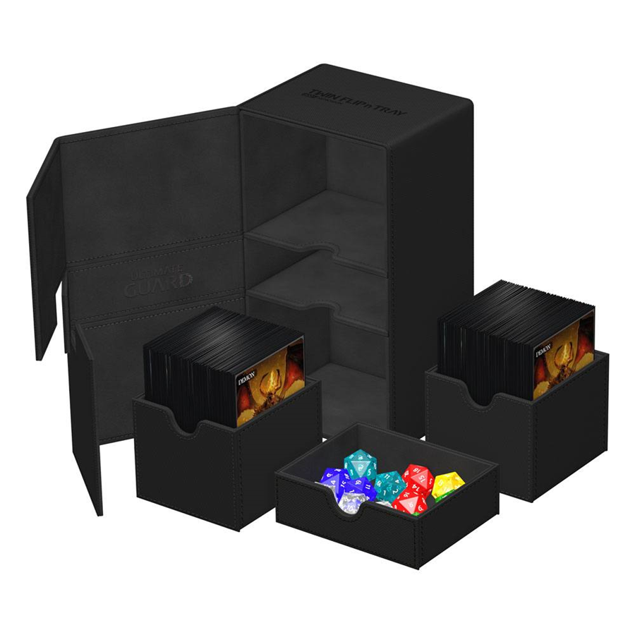 Ultimate Guard Twin Flip'n'Tray XenoSkin Deck Case 200+ Black: Yu-Gi-Oh! Deck Boxen