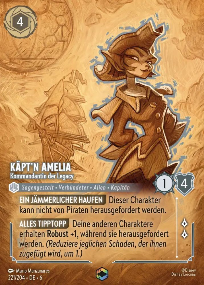 Captain Amelia - Commander of the Legacy (V.2) Single: Disney Lorcana Azurite Sea Einzelkarte
