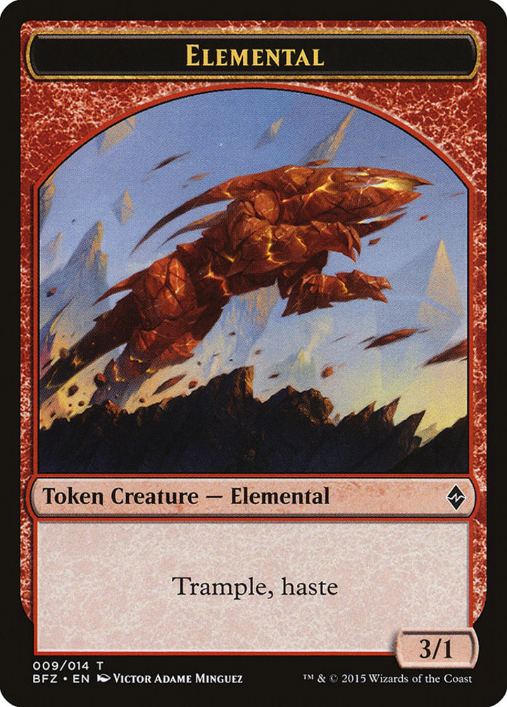 Elemental Token (Red 3/1 Trample, haste)