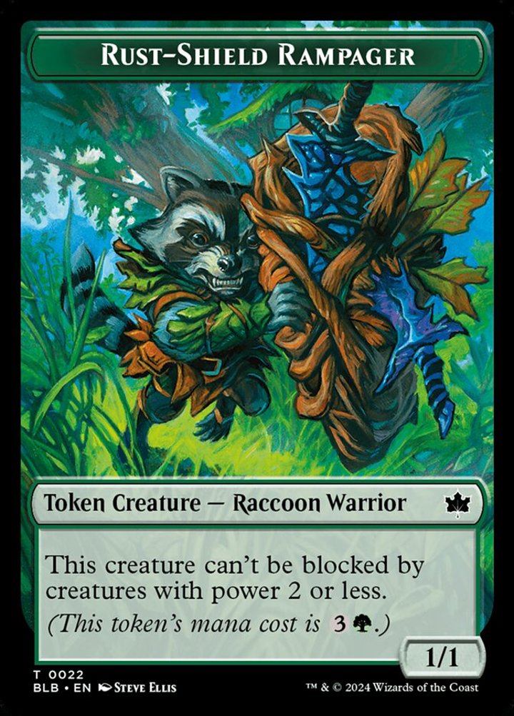 Rust-Shield Rampager Token (Green 1/1)