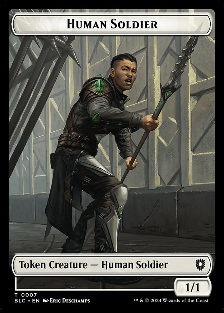 Human Soldier Token (W 1/1) // Wolf Token (BG 2/2)