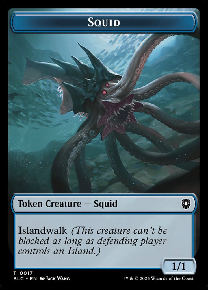 Steelburr Champion Token (W 1/1) // Squid Token (U 1/1)