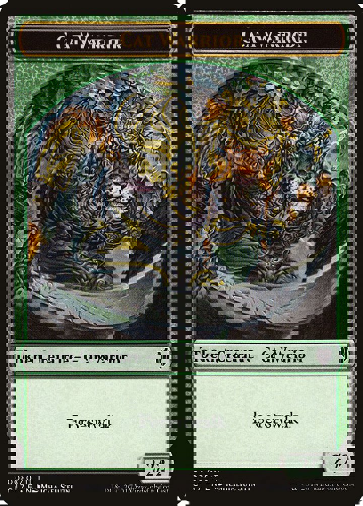 Cat Token (W 2/2) / Cat Warrior Token (G 2/2)