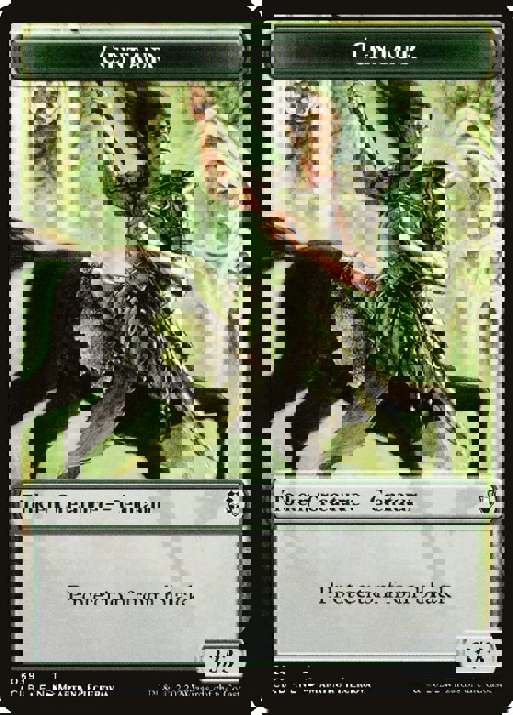 Horror Token (B 1/1) // Centaur Token (G 3/3 Protection from Black)
