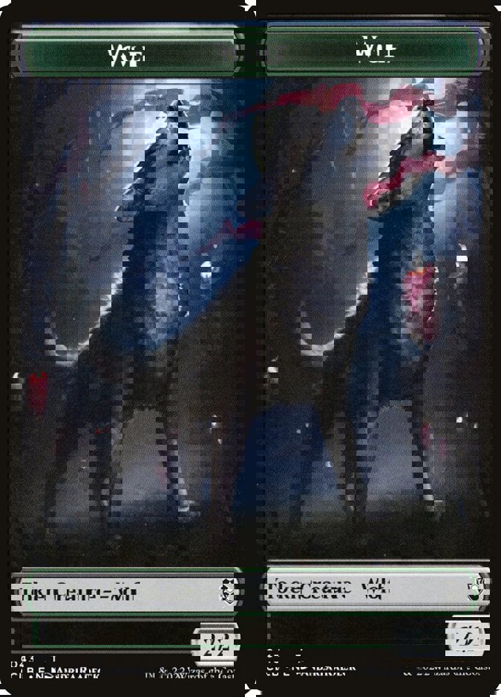 Wolf Token (G 2/2) // Insect Token (G 1/1 Flying, Deathtouch)