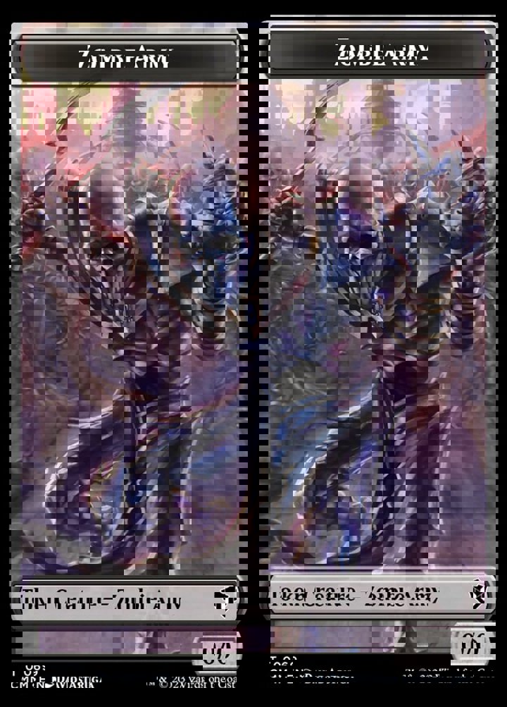 Zombie Army Token (B 0/0) // Human Warrior Token (W 1/1)