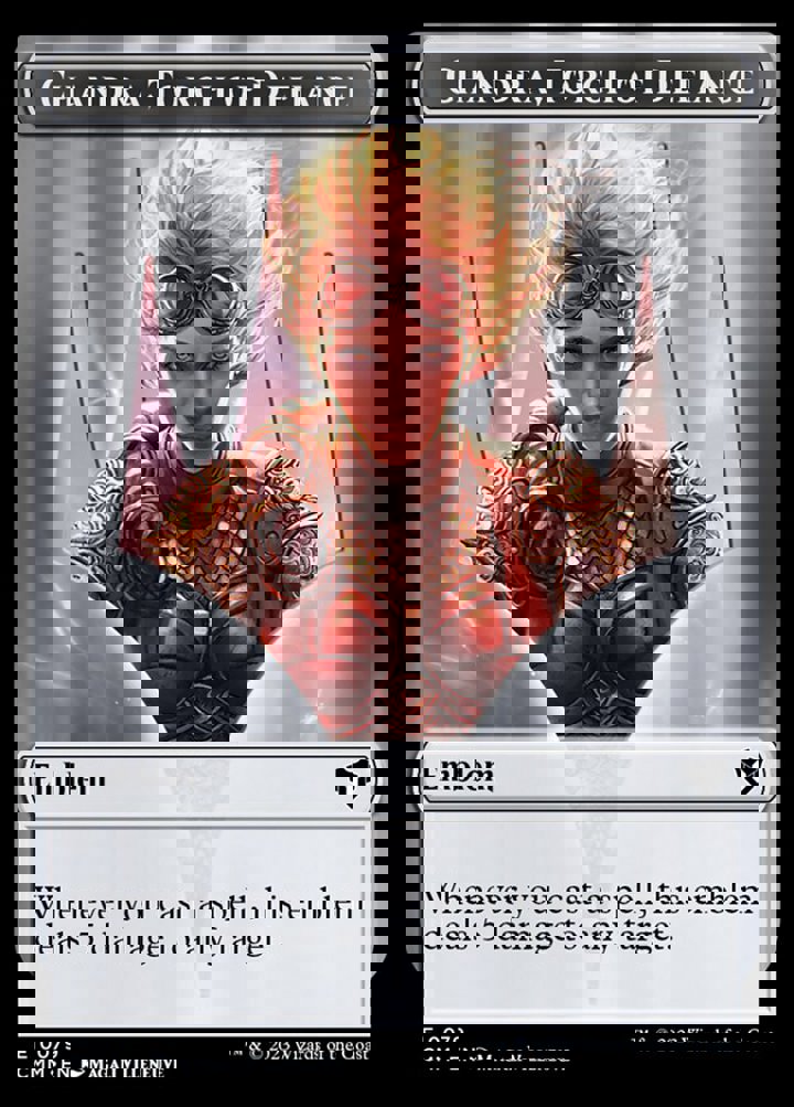 Chandra, Torch of Defiance Emblem // Wizard Token (R 1/1)