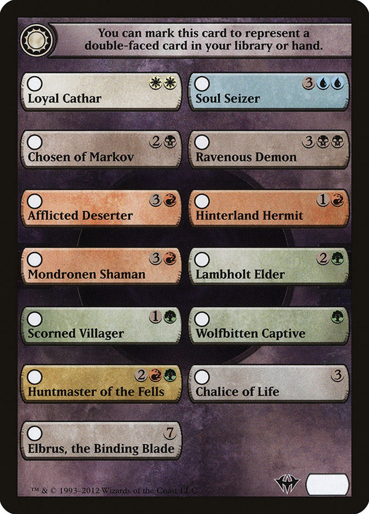 Double-Faced Card Proxy Checklist