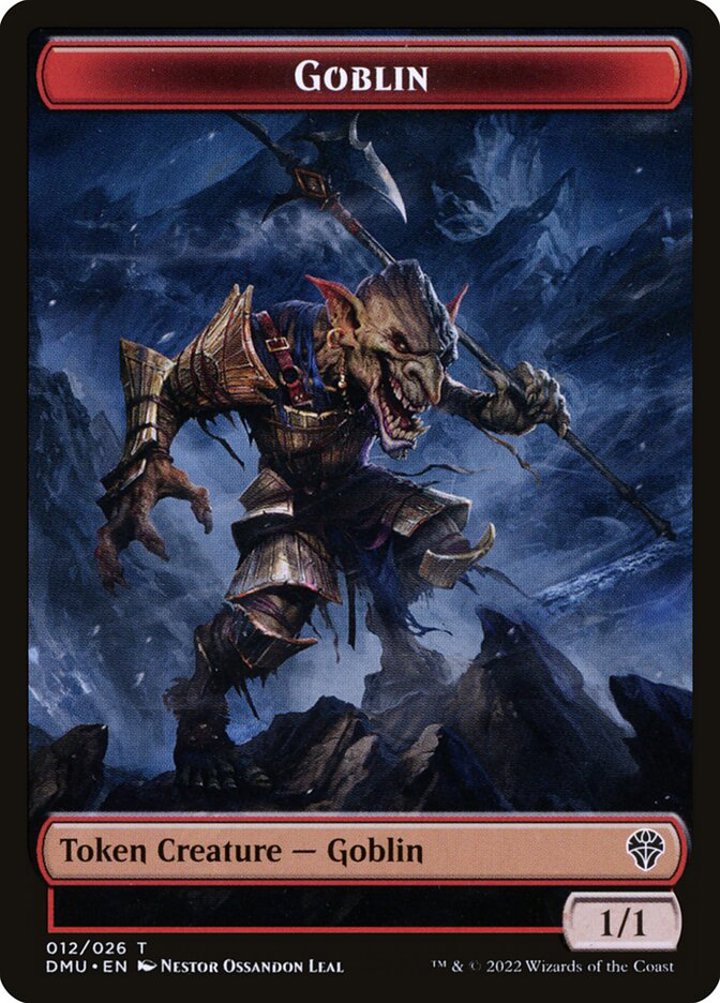 Goblin Token (R 1/1) // Zombie Knight Token (B 2/2 Menace)