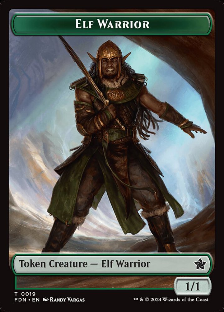 Cat Token (W 1/1) // Elf Warrior Token (G 1/1)