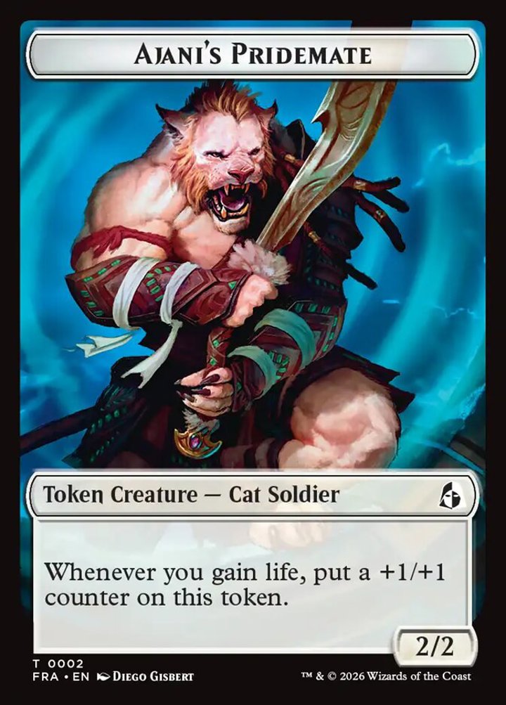 Ajani's Pridemate Token (W 2/2) // Mowu Token (G 3/3)