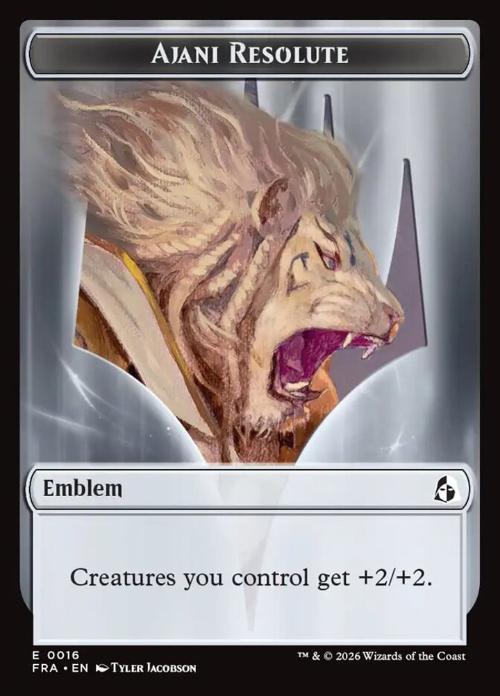 Ajani's Pridemate Token (W 2/2) // Ajani Resolute Emblem