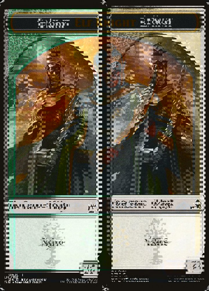 Saproling Token (G 1/1) // Elf Knight Token (GW 2/2)