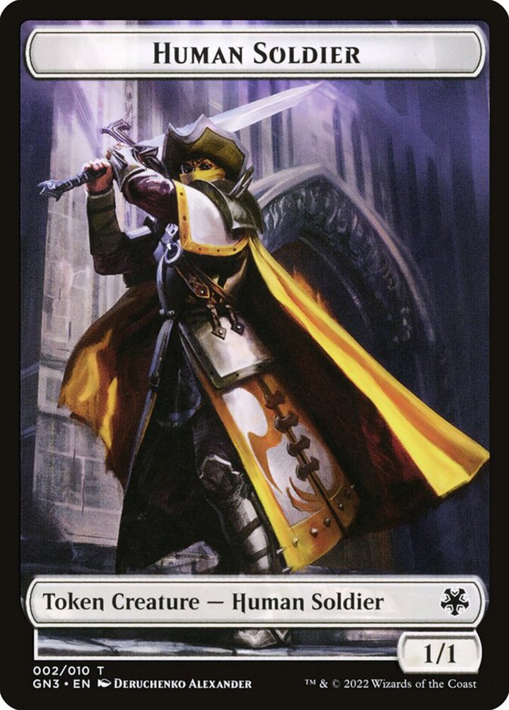 Zombie Token (B 2/2) // Human Soldier Token (W 1/1)