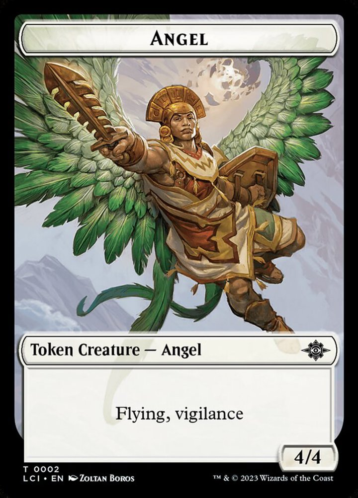 Angel Token (White 4/4 Vigilance) // Dinosaur Egg Token (Green 0/1)
