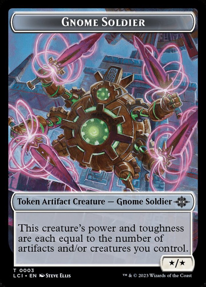 Gnome Soldier Token (Artifact */*) // Dinosaur Egg Token (Green 0/1)