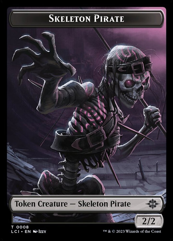 Skeleton Pirate Token (Black 2/2) // Dinosaur Egg Token (Green 0/1)