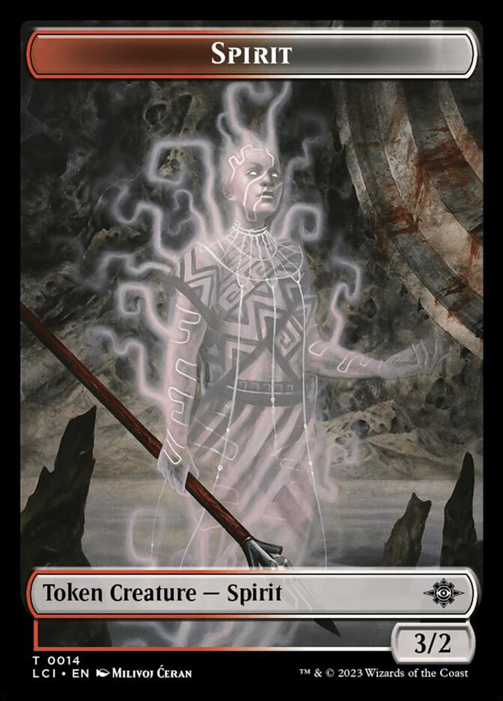Dinosaur Egg Token (Green 0/1) // Spirit Token (Red and White 3/2)