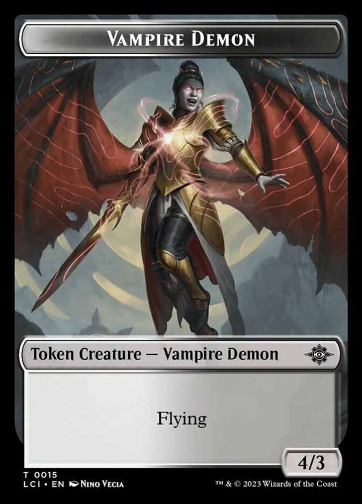 Dinosaur Egg Token (Green 0/1) // Vampire Demon Token (White and Black 4/3)