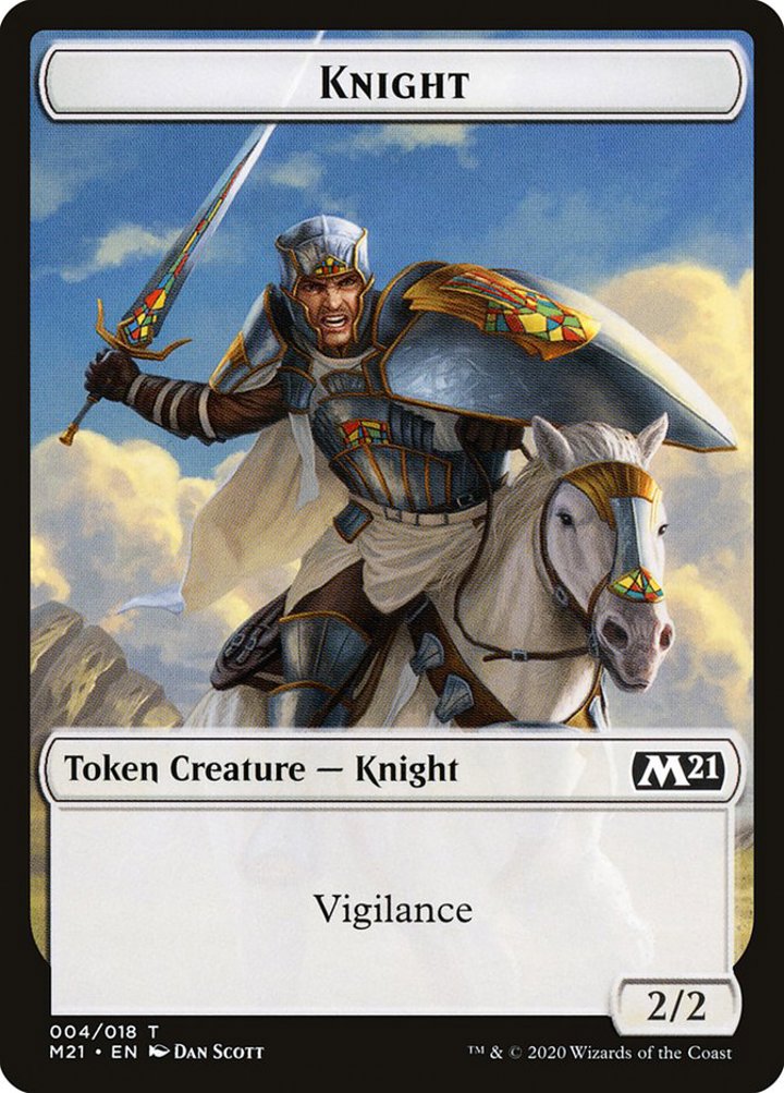 Goblin Wizard Token (R 1/1) // Knight Token (W 2/2 Vigilance)