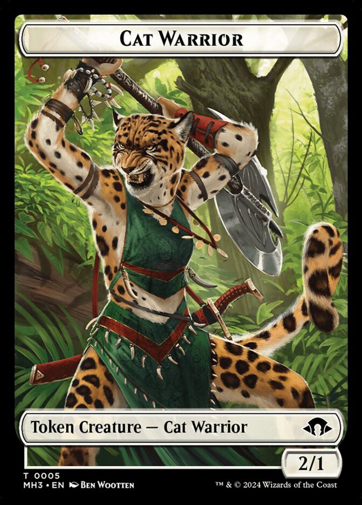 Cat Warrior Token (White 2/1)