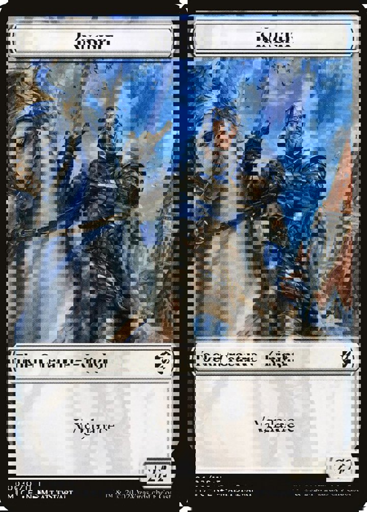 Knight Token (W 2/2 Vigilance) // Wolf Token (G 2/2)