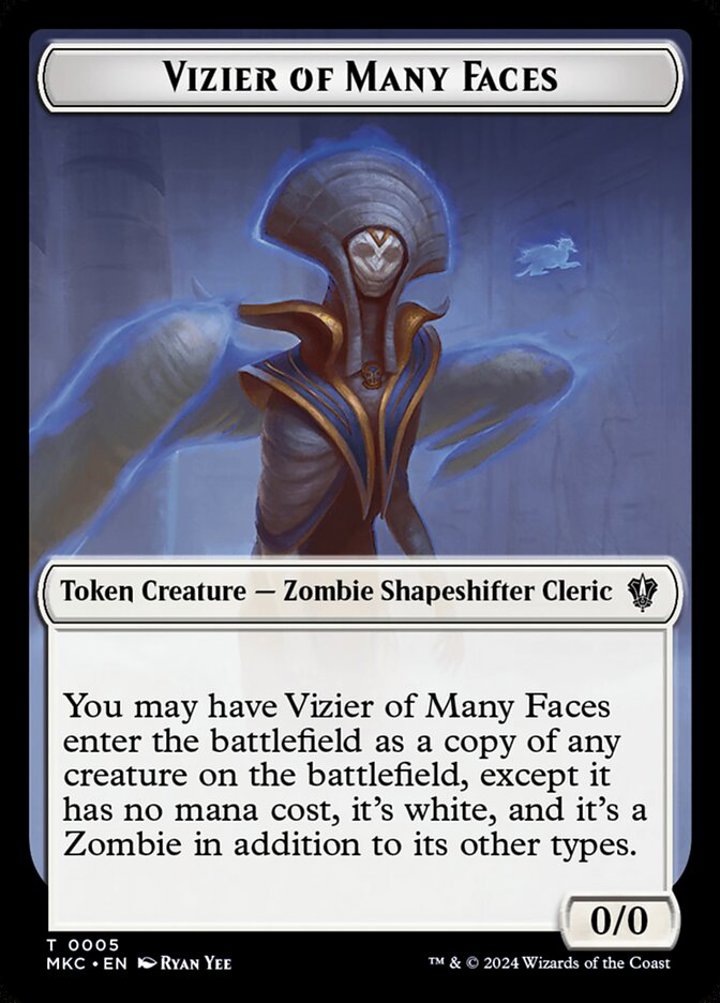 Vizier of Many Faces Token (W 0/0) // Zombie Token (B 2/2)
