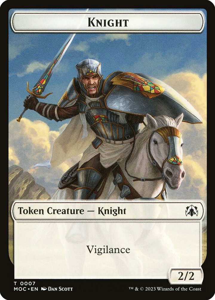 Knight Token (W 2/2 Vigilance) // Spirit Token (WB 1/1)