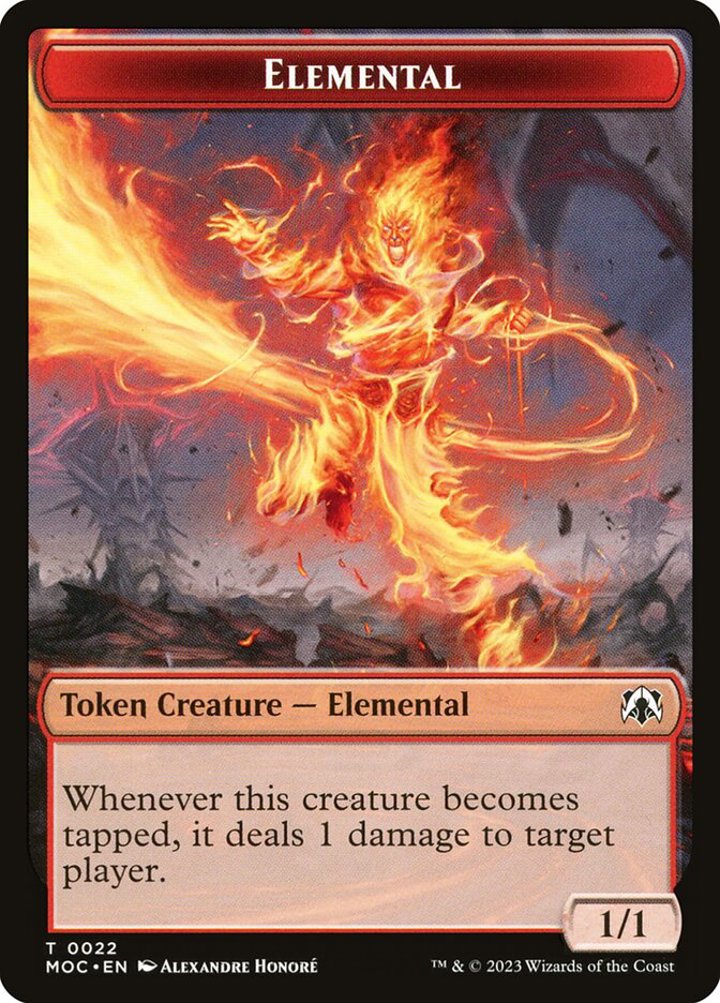 Elemental Token (UR 1/1) // Elemental Token (R 1/1 Tap, Deal damage)