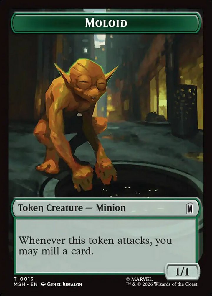 Wall Token (C 0/3) // Moloid Token (G 1/1)