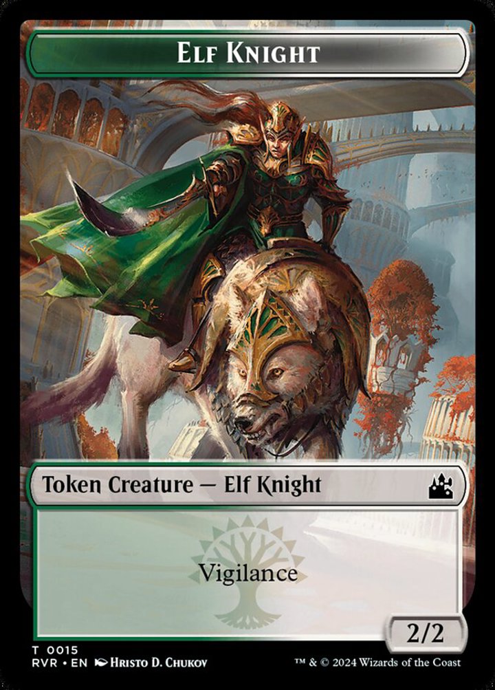 Elf Knight Token (Green and White 2/2)