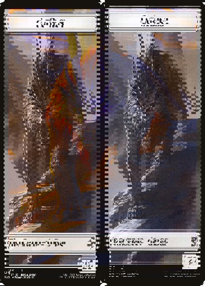 Cat Beast Token (W 2/2) // Elf Warrior Token (G 1/1)