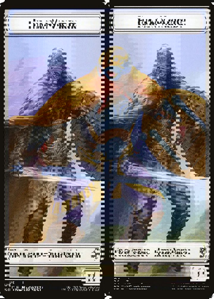 Human Warrior Token (W 1/1) // Insect Token (G 1/1 Flying, Deathtouch)
