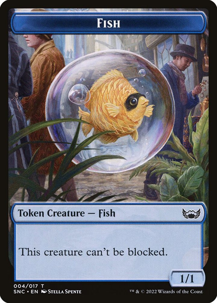 Fish Token (Blue 1/1 Can't be blocked)