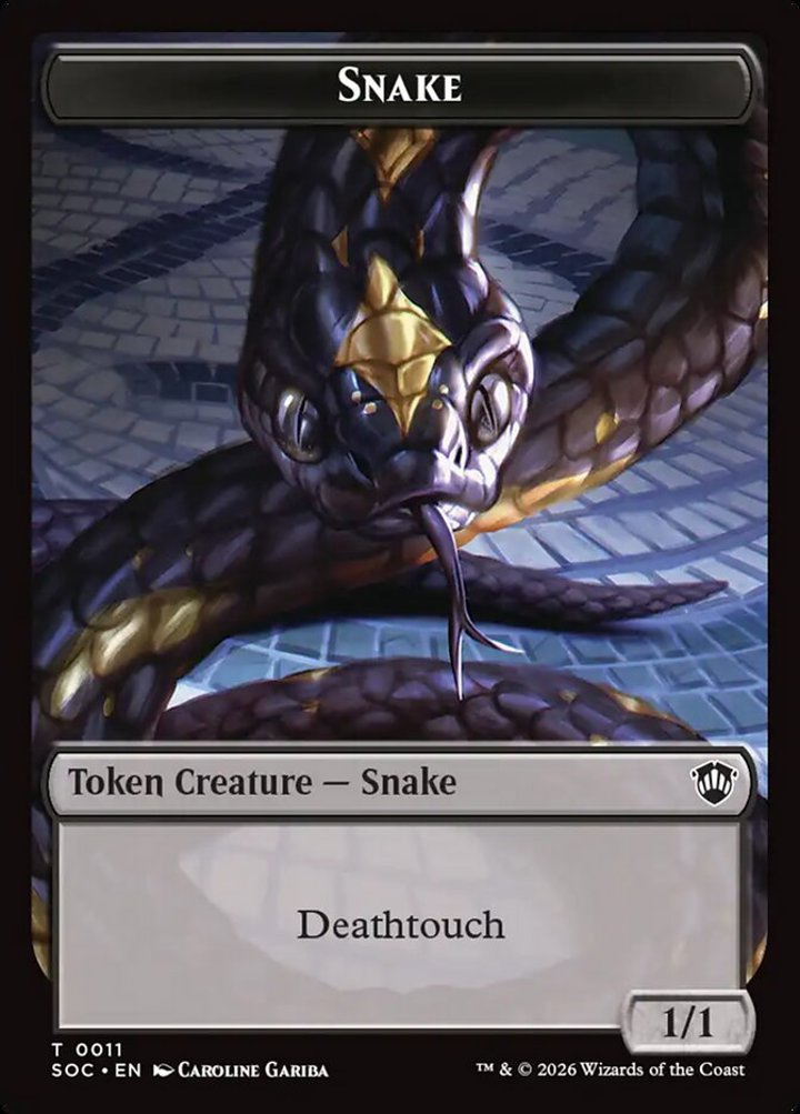 Snake Token (B 1/1) // Zombie Token (B 2/2 Decayed)