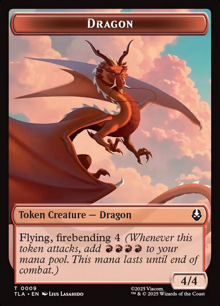 Food Token // Dragon Token (R 4/4 Flying, firebending 4)