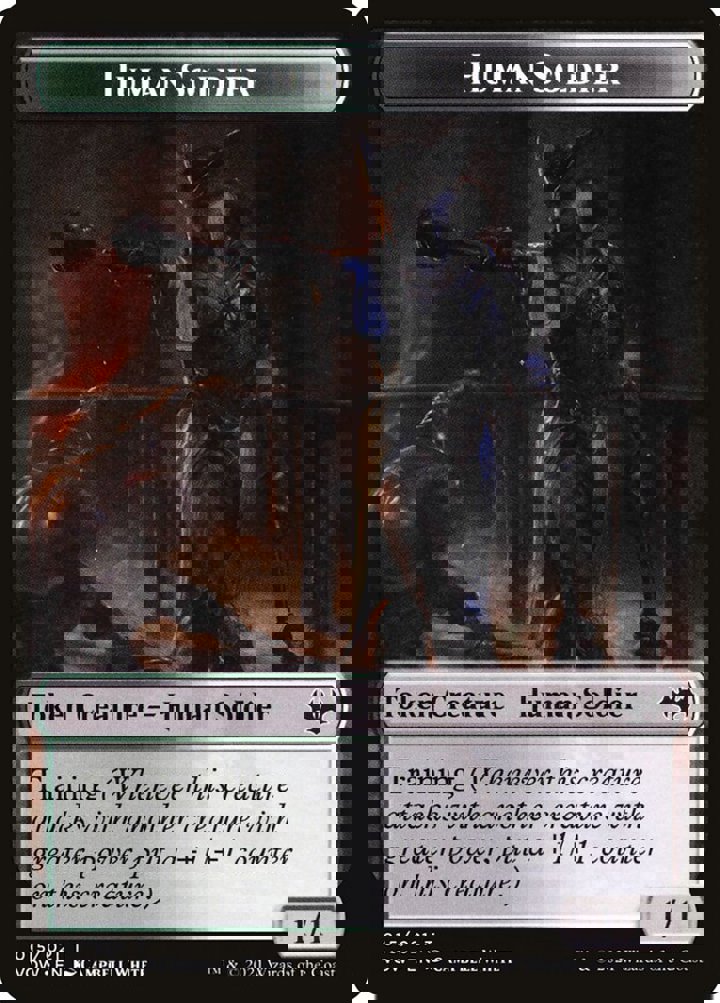 Human Soldier Token (Green and White 1/1)