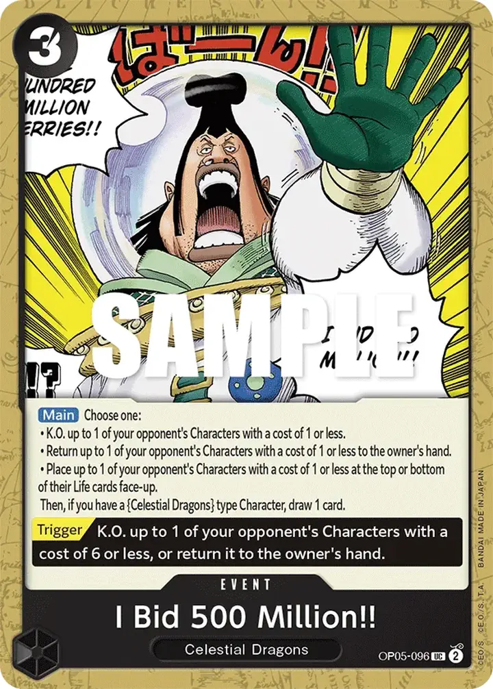 I Bid 500 Million!! (OP05-096) Single: One Piece Awakening of the New Era Einzelkarte