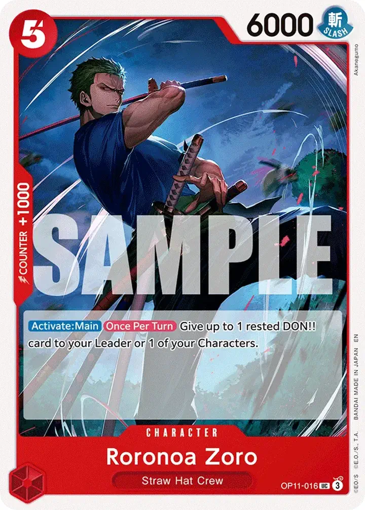 Roronoa Zoro (OP11-016) Single: One Piece A Fist of Divine Speed Einzelkarte