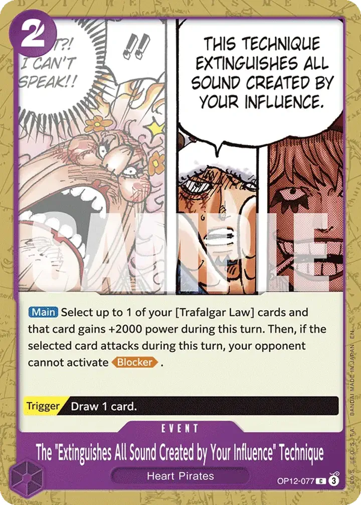 The "Extinguishes All Sound Created by Your Influence" Technique (OP12-077) Single: One Piece Legacy of the Master Einzelkarte