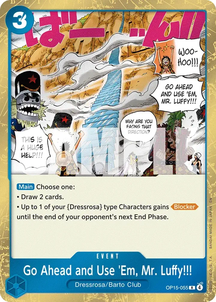 Go Ahead and Use 'Em, Mr. Luffy!!! (OP15-055) Single: One Piece Adventure on Kami’s Island Einzelkarte