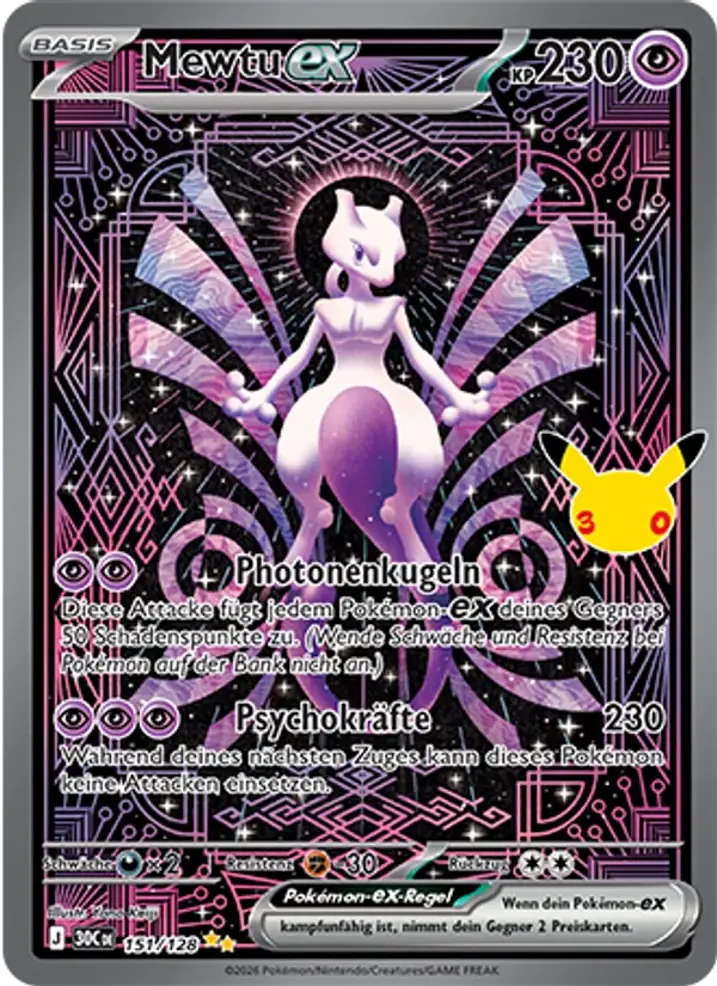 Mewtwo ex  Single: Pokemon 30th Celebration Einzelkarte